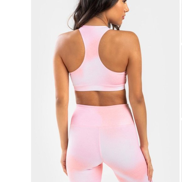 NWT! Francesca's Pink Tie-Dye Razorback Sports Bra! - Picture 2 of 4